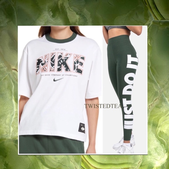 Nike Pants - NWT 𝟐 𝐏𝐂 Nike M t-shirt Just do it JDI leggings matching set womens swoosh
